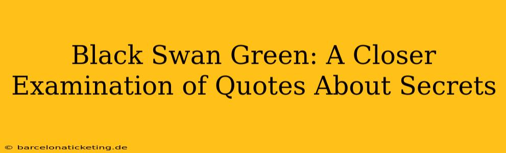 Black Swan Green: A Closer Examination of Quotes About Secrets