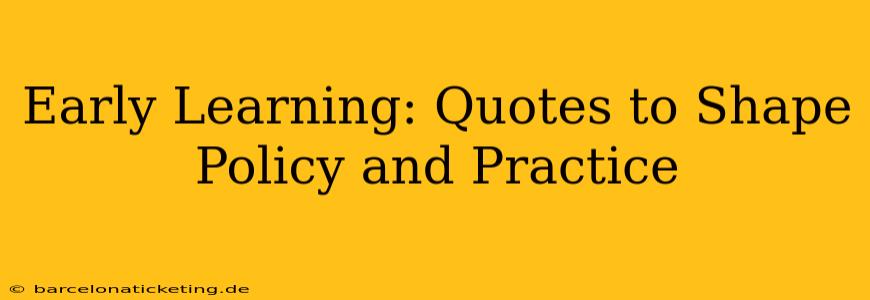 Early Learning: Quotes to Shape Policy and Practice