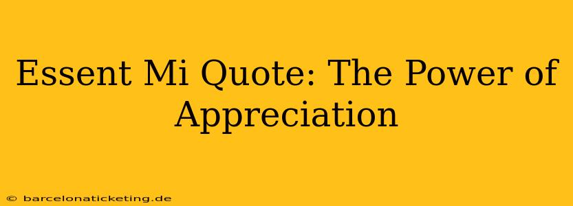 Essent Mi Quote: The Power of Appreciation