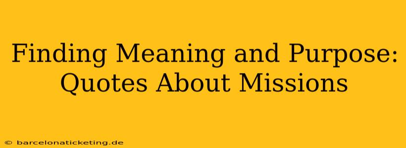 Finding Meaning and Purpose:  Quotes About Missions