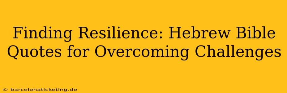 Finding Resilience: Hebrew Bible Quotes for Overcoming Challenges