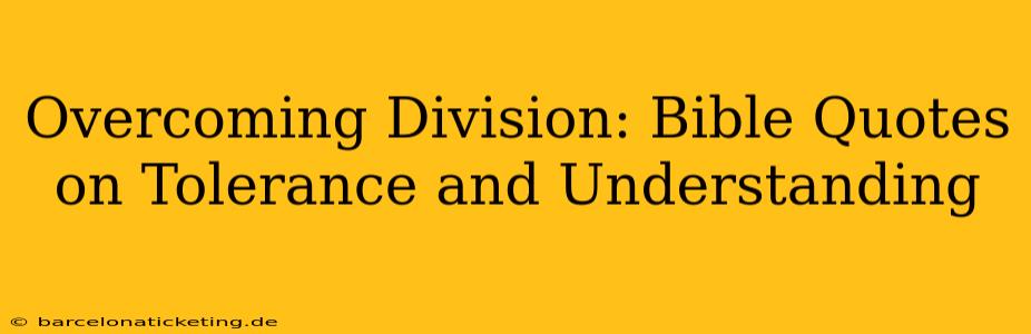 Overcoming Division: Bible Quotes on Tolerance and Understanding