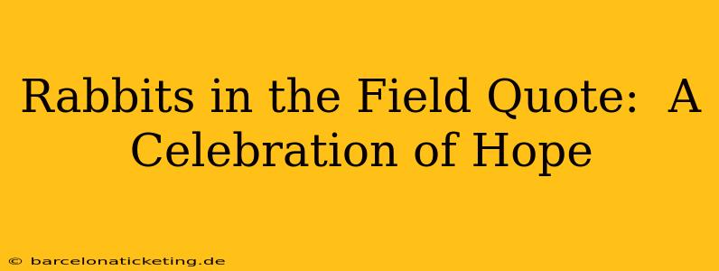 Rabbits in the Field Quote:  A Celebration of Hope