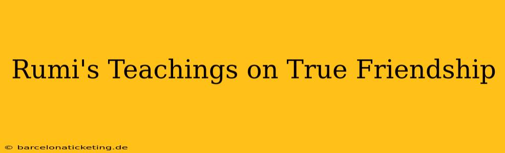Rumi's Teachings on True Friendship