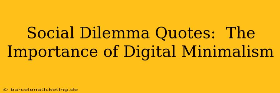 Social Dilemma Quotes:  The Importance of Digital Minimalism