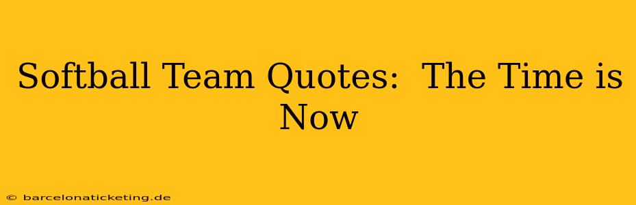 Softball Team Quotes:  The Time is Now