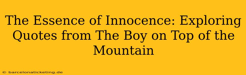 The Essence of Innocence: Exploring Quotes from The Boy on Top of the Mountain