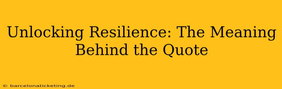 Unlocking Resilience: The Meaning Behind the Quote