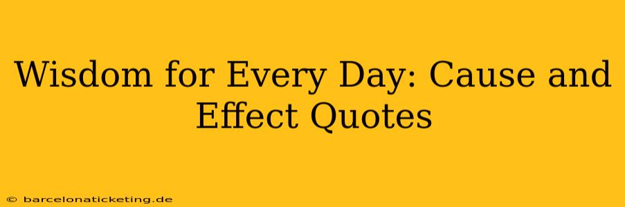 Wisdom for Every Day: Cause and Effect Quotes